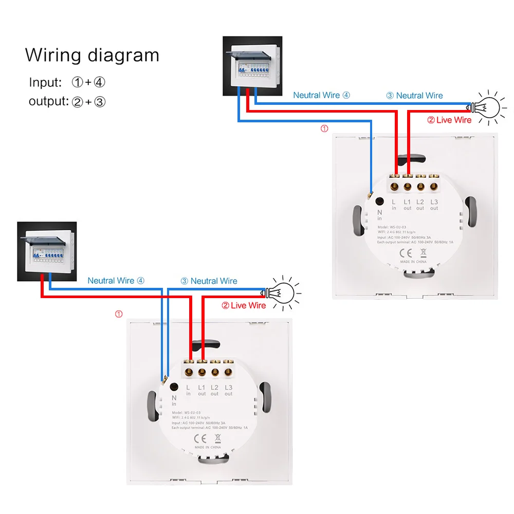 Настенный сенсорный выключатель AXUS Wi Fi 1/2/3 клавиши светильник стандарт для Google Home