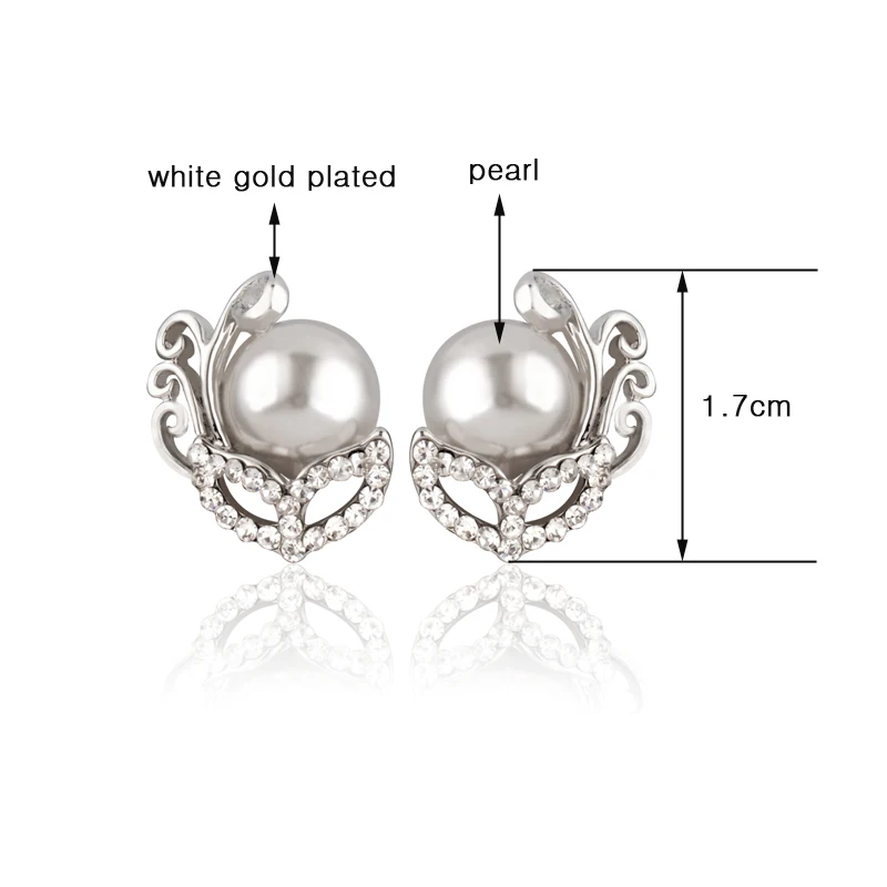 

SINLEERY Lovely Mask Gray White Imitation Pearl Clip Earrings Silver Color Tiny Crystal Stud Earrings Wedding Jewelry ES400 SSP