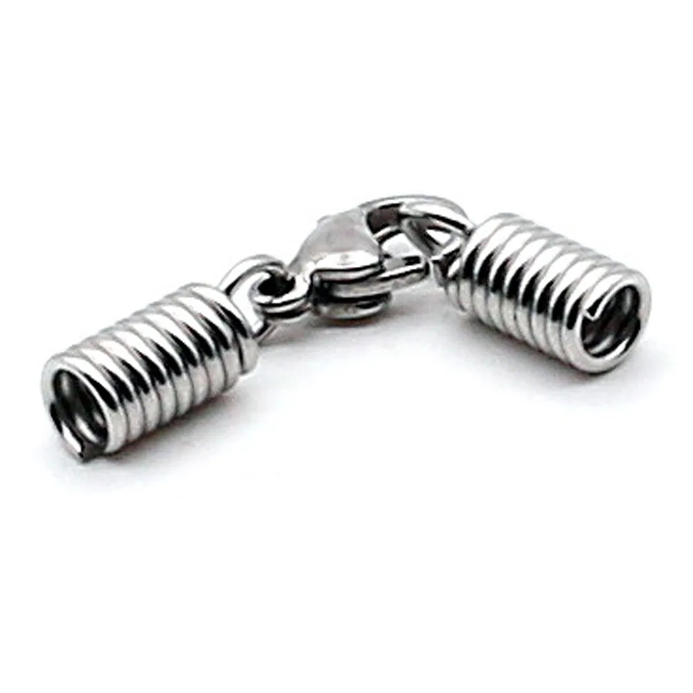 10 stücke/Los 1,5-5mm Edelstahl Leder Kordel Armband Hummer Verschlüsse Haken Crimps End spitze Kappen Anschlüsse für die Schmuck herstellung – Detail 5