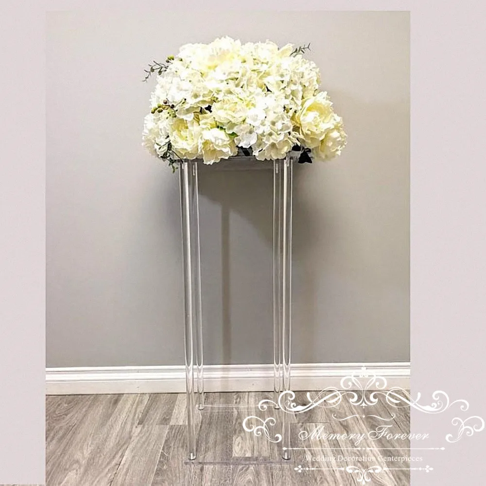 

Wholesale Acylic Floor Vase Clear Flower Vases Table Centerpiece Marriage Modern Vintage Floral Stand Columns Wedding Decoration