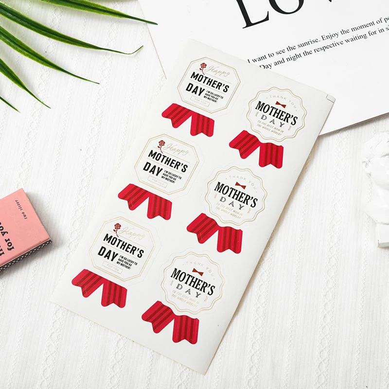 

60Pcs Mother's Day Decorative Stickers Gift Box Bag Seal Labels Self-adhesive DIY Party Stickers Mom Birthday Gift Decor for Mom