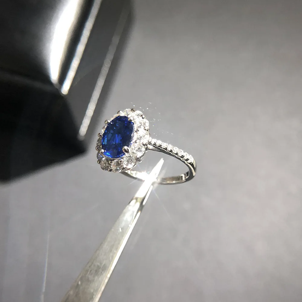 2020 Новая мода Винтаж овальной формы с синими искусственными сапфир каменным