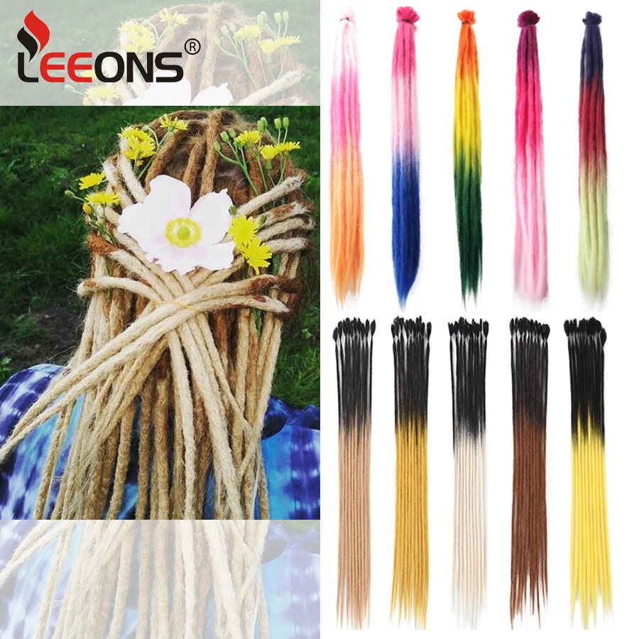 

20Inch Handmade Dreadlocks Synthetic Long Straight Blonde Faux African Locks Crochet Hair Extensions Braiding Hairstyles Leeons