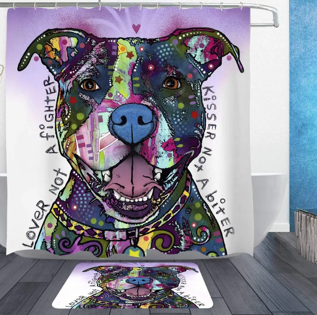 

The Love of A Pit Bull Dog Pet Decor Bathroom Waterproof Kids Shower Curtain