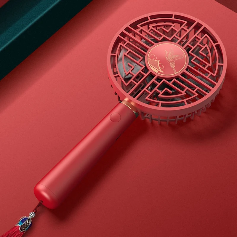 

Chinese Style USB Charging Portable Palace Fan Mute Student Office Retro Handheld Forbidden Style Small Fan