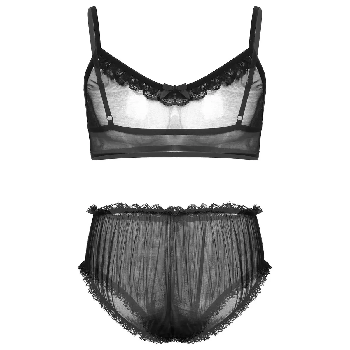 Нижнее белье для геев Трансвестит Мужская Ночная рубашка прозрачный сетчатый