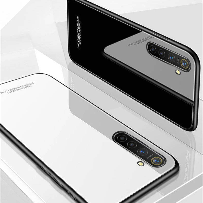Чехол из закаленного стекла для OPPO Realme 5i Жесткий мягкого ТПУ с рамкой задней