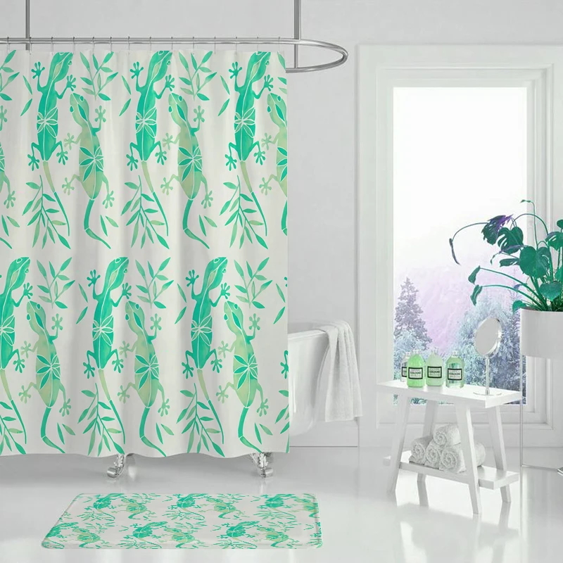 Занавеска для душа с зелеными тропическими растениями занавеска ванны