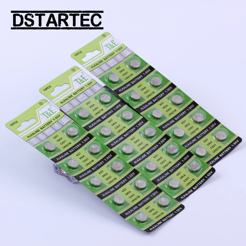 Батарейки AG7 LR927 LR57 SR927W 1 55 GR927 395A AG 7 10 шт./карта 30 мАч 399 в | Электроника
