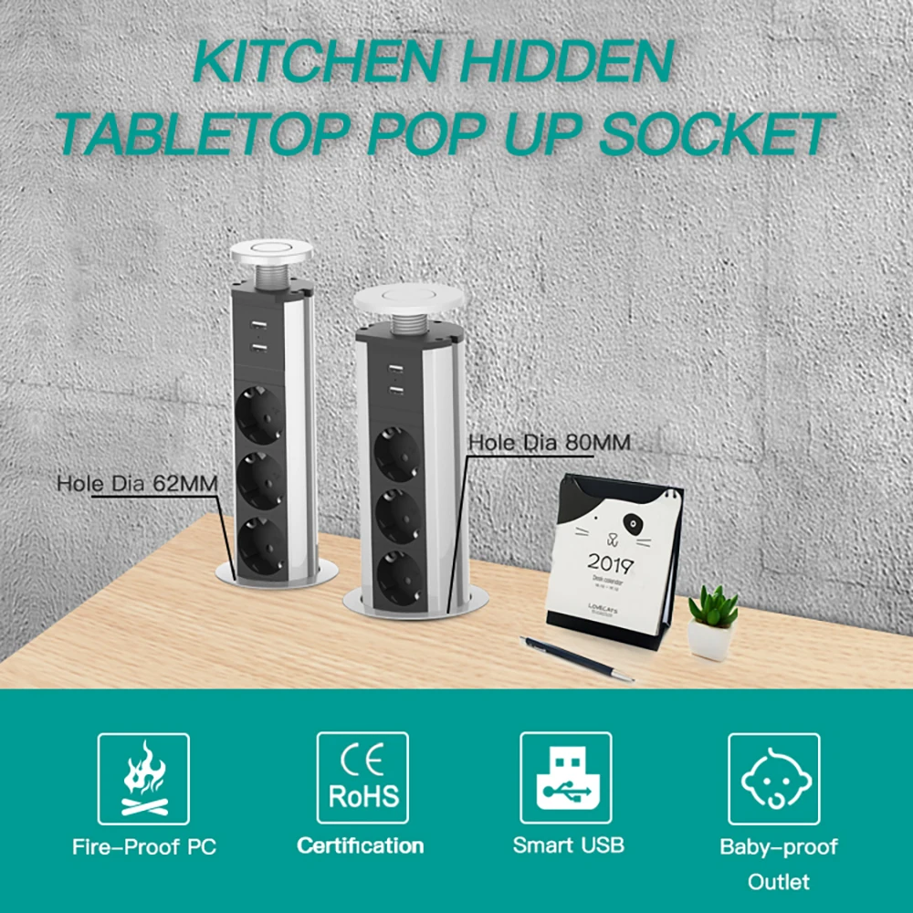 Настольные выдвижные розетки Германия сетевой фильтр Настольная Скрытая вилка
