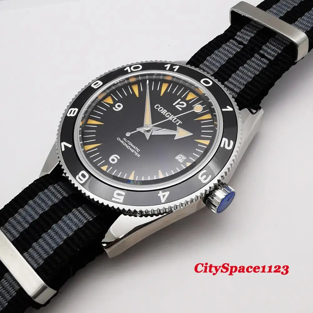 Мужские механические водонепроницаемые часы с керамическим циферблатом и