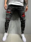 2021 новые черные джинсы Для мужчин Slim-Fit рваные штаны Для Мужчин's окрашенные джинсы патч нищий джинсы Jumbo Размеры S-4XL