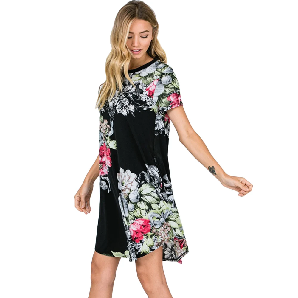 Распродажа женское Повседневное платье трапециевидной формы с цветочным