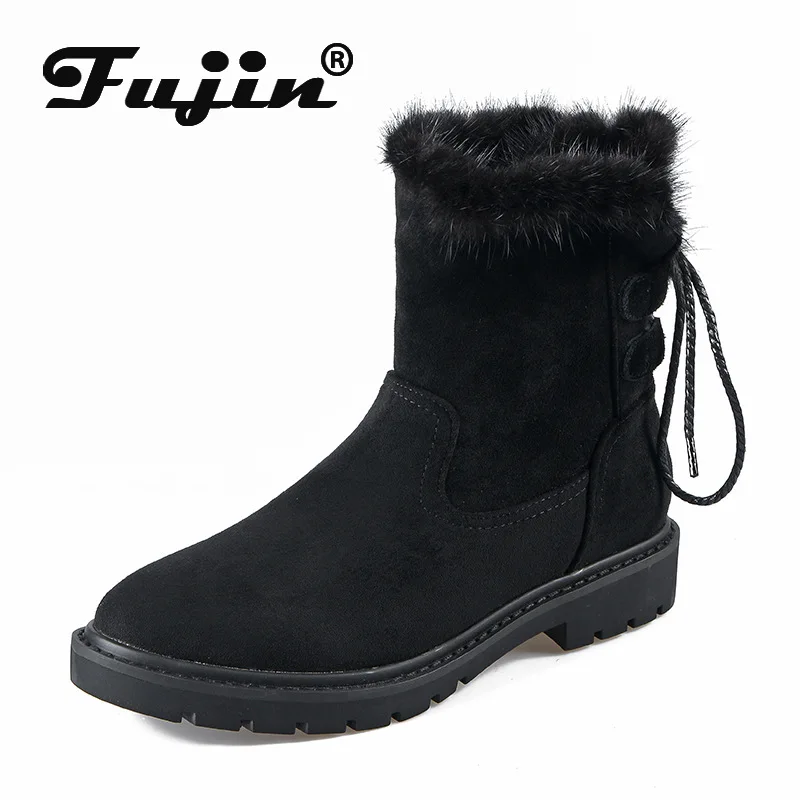 Fujin/зимние сапоги Женская зимняя обувь Толстый теплый плюш для холодной зимы