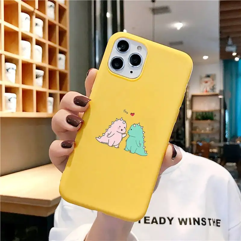 

Cartoon Dinosaur Phone Case for iphone 11 Pro Max X XS Max XR Candy Color Soft Cover For iPhone 7 8 6 6S Plus Funda Cases