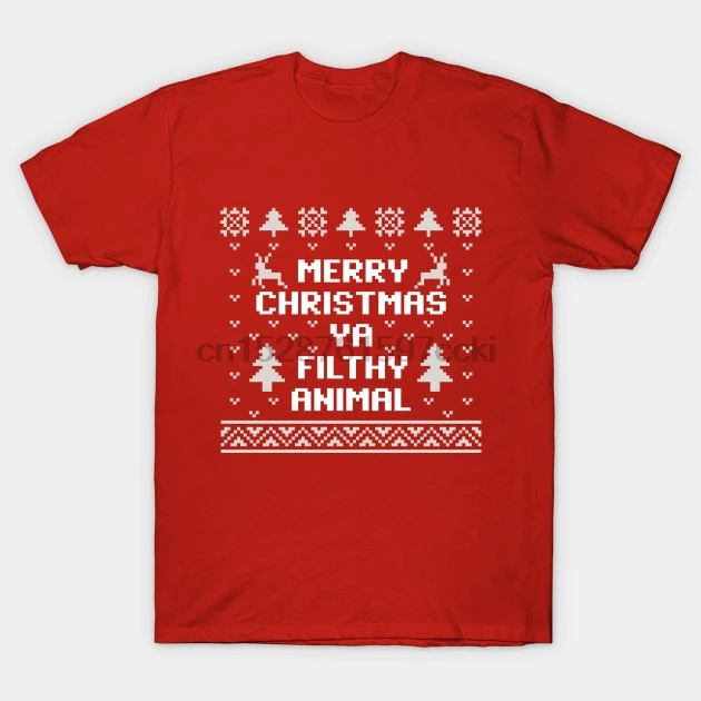 Мужская футболка с надписью Merry Christmas Ya fulty Animal Рождественский свитер принтом