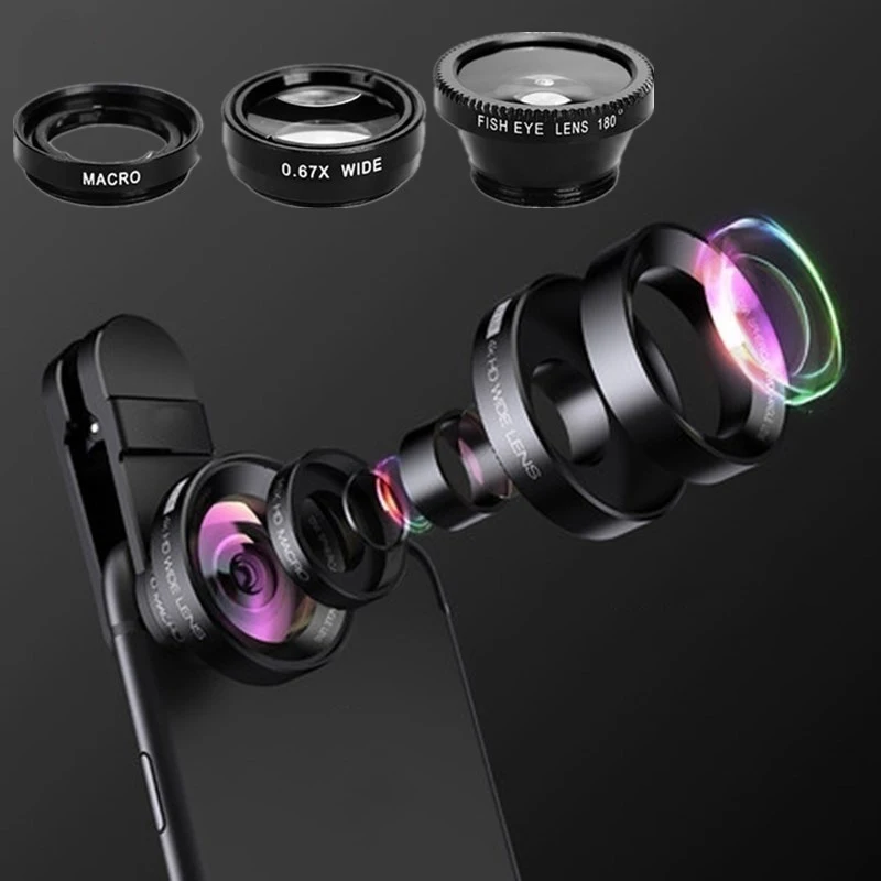 3 в 1 объектив рыбий глаз широкоугольный макрообъектив для iPhone 11 Pro MAX