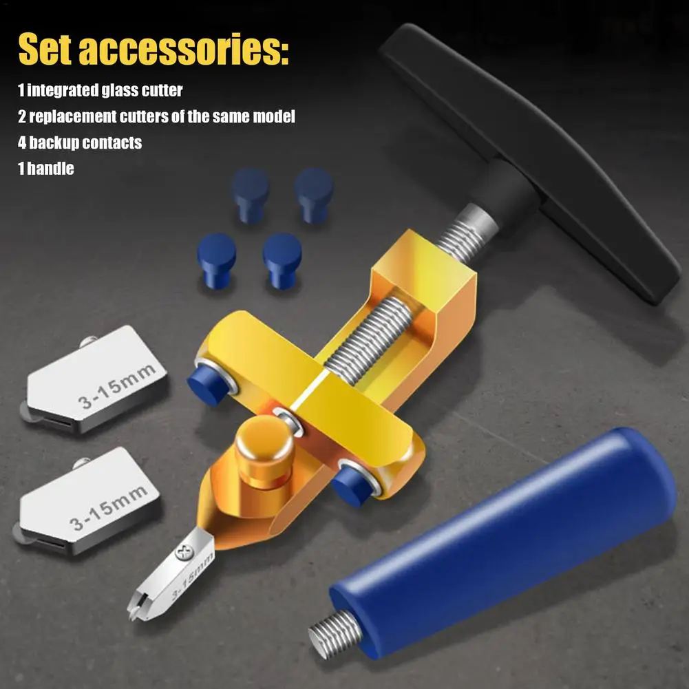 

Резак для стекла 2-в-1, интегрированный портативный разделитель для керамической плитки, Профессиональный легкий скользящий резак для стекл...