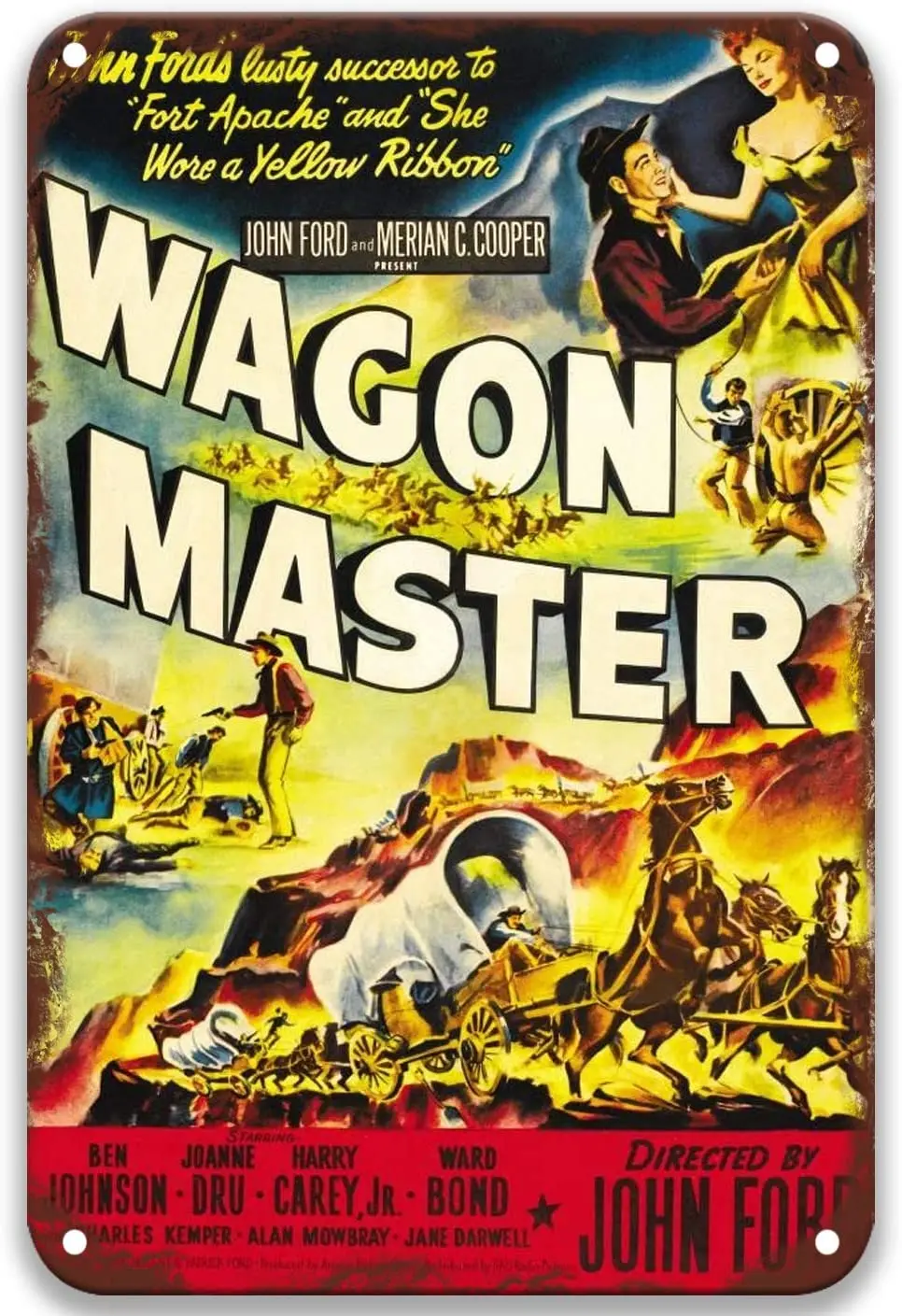 

Оловянные знаки sfasf Wagon Master (1950), винтажные фильмы, отлично подходит для спальни, кофе и бара, деревенский домашний декор, на заказ, 8x12 дюймов