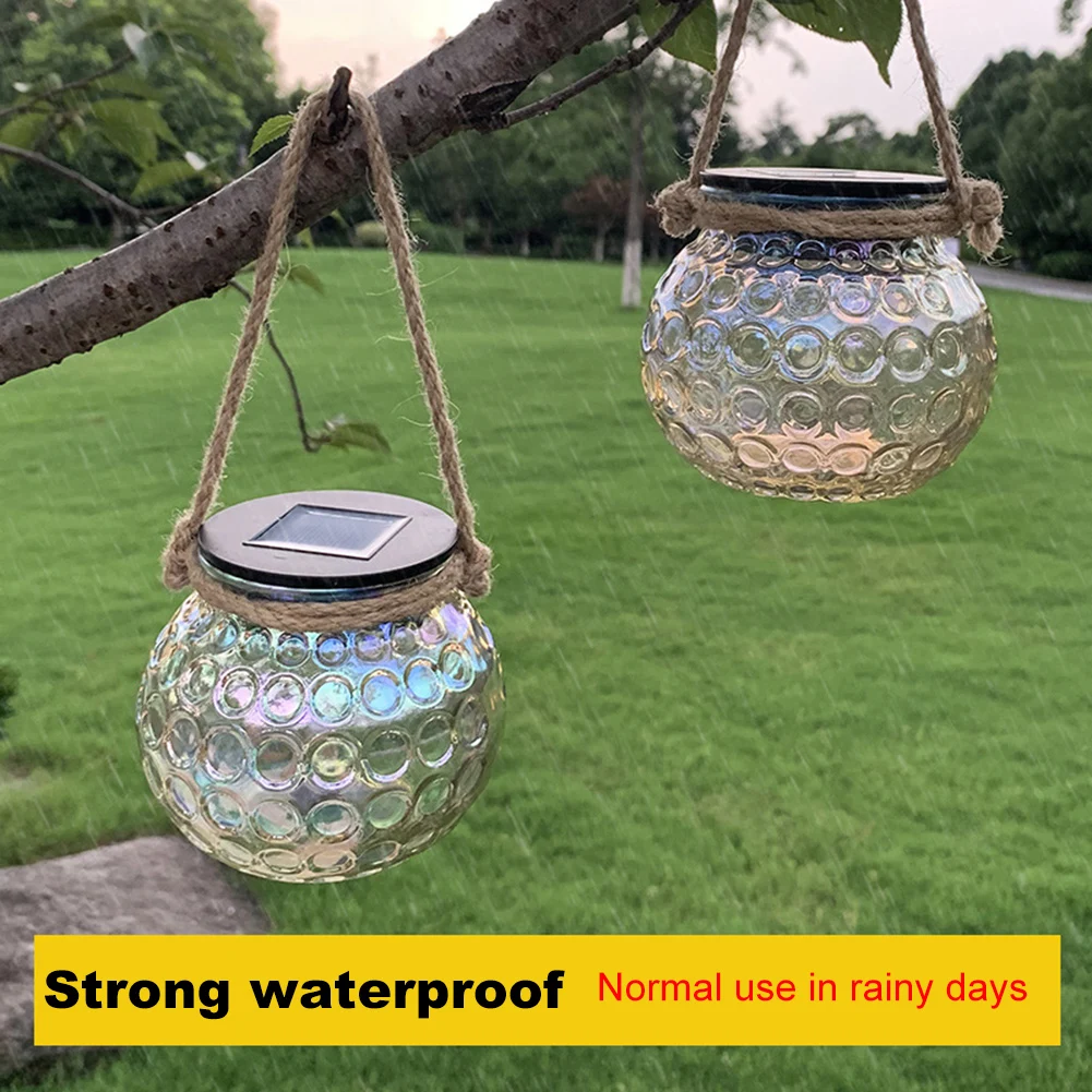 

2pcs Solar LED Crack Glass Lantern Lamp Waterproof Night Light Solar Starry Sky Colored Pot Lamp Wish Little Night Light