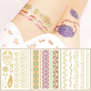 41 вид модных бронзовых женских Временных Тату-наклеек полосы дизайн боди-арт для девочек водостойкие одноразовые временные татуировки