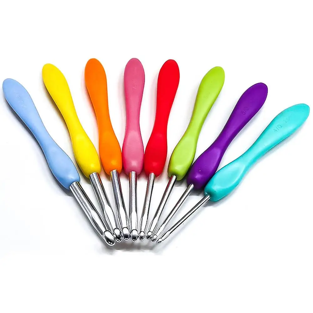 Цветные Алюминиевые крючки для вязания набор спиц инструментов плетения и