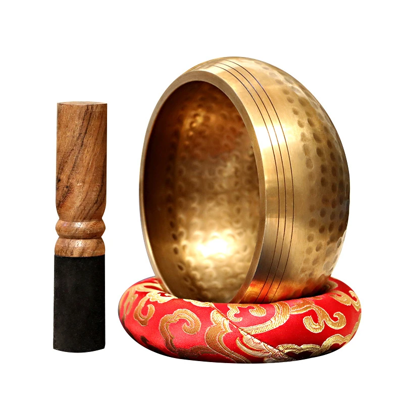 Cuenco de sonido de Buda tibetano hecho a mano, taz&oacute;n de Canto de meditaci&oacute;n de Yoga, artesan&iacute;a de Chime de lat&oacute;n, taz&oacute;n de canto tibetano de terapia musical-1