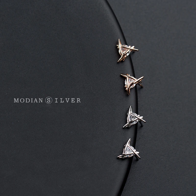 Modian изысканный ветряная мельница циркон сереьряные серьги гвоздики для женщин