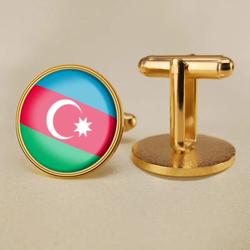 

Coat of Arms of Azerbaijan Azerbaijani Map Flag National Emblem Cufflinks