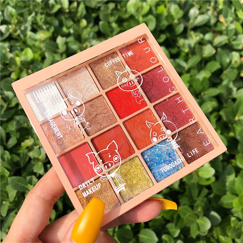 Палитра теней для век телесного цвета 16 цветов блестящая матовая Мерцающая