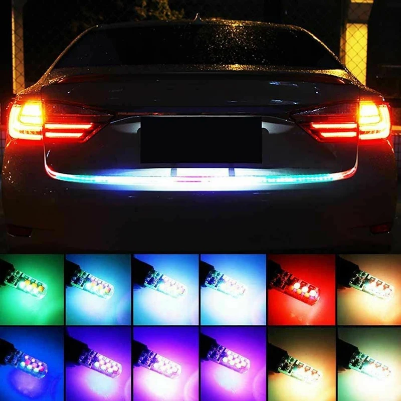 

2X T10 5050 W5W 6 SMD Remote Control RGB LED Car Dome Reading Lights Lamp Bulb
