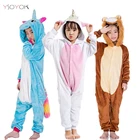 Пижама-кигуруми в виде единорога для мальчиков и девочек, комбинезон в виде льва, животных, детская одежда для сна, детский комбинезон, спальное одеяло