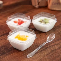 50pcs square transparent pudding ice cream jelly yogurt cups 60ml small cake mousse dessert cup diy baking package plastic box