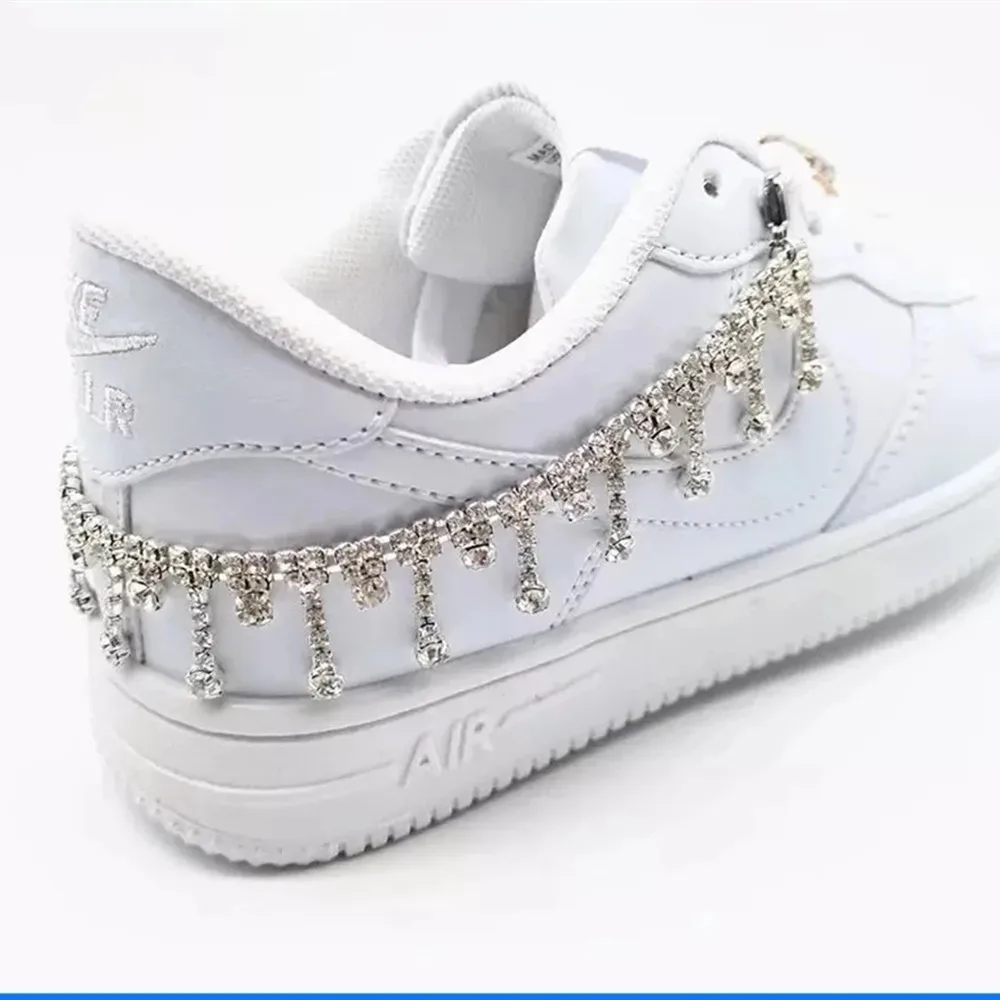 2021 Novelly Crystal Rhinestone Fringe Tassel Shoe Jewelry Chain Accessories Anklet Chains for Women Men Sneaker Decorations images - 6