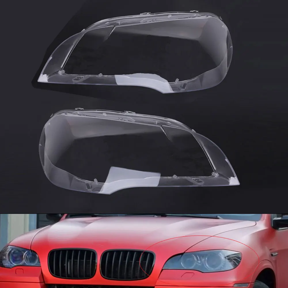 Buy Car Clear Headlight Lens Cover Replacement for BMW X5 E70 2008-2013 Front Lamp Shell PC Waterproof S23 on