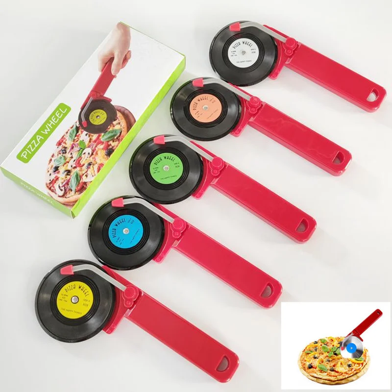 

Stainless Steel Pizza Cutter Circular Creative Record Cutting Tool Cake Waffle Rotary Slicer Knife Household Kitchen Accessories