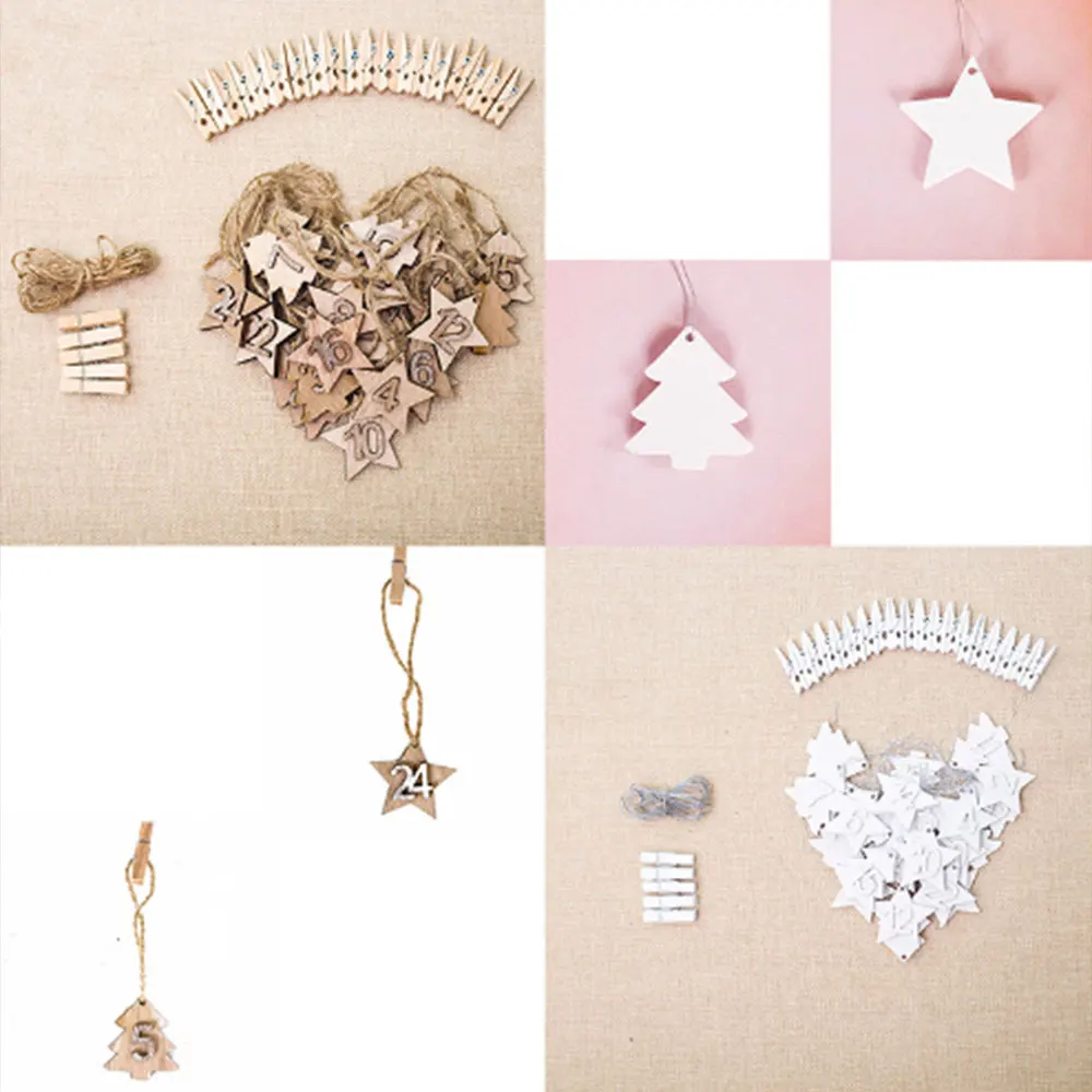 

DIY Christmas calendar pendant Christmas wood decoration 1-24 calendar hangings