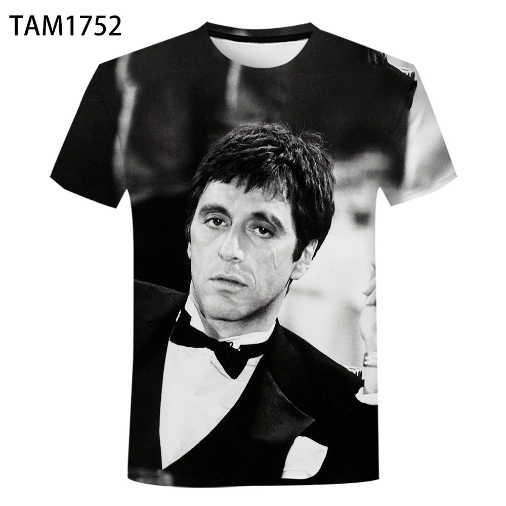 Новинка 2021 Европейская мода повседневная футболка с 3D принтом Scarface для мужчин