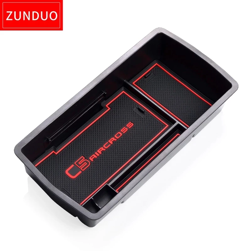 

Контейнер для хранения на центральный подлокотник ZUNDUO для Citroen C5 Aircross 2017-2023, автомобильный органайзер для складирования и поддержания порядка, аксессуары, красный, черный