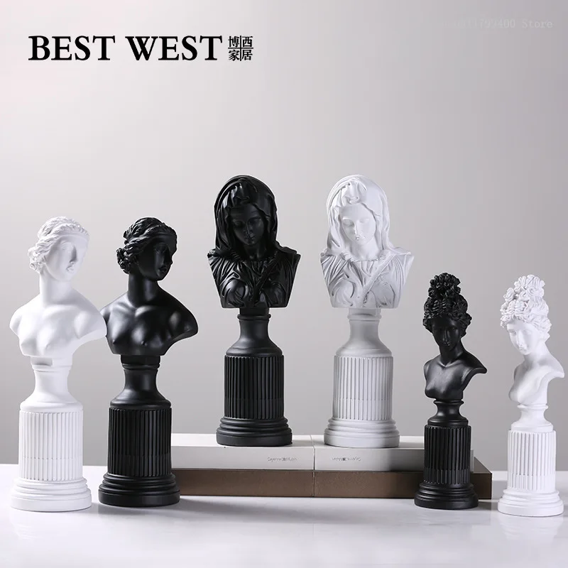 

Venus simulation portrait ornament Nordic black and white virgin bust resin ornament household ornament