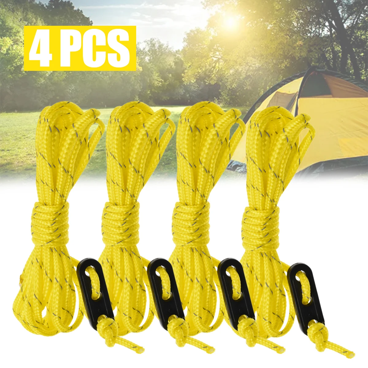 

4pcs Multifunction Tent Rope Tent Accessories Outdoor Sports Camping Hiking 233cm Durable Polypropylene Rope Mayitr