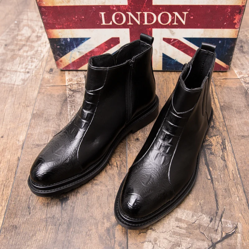 

2020 brand new winter warm plush men's boots high-quality cowhide suede men's Chelsea boots anti-ski boots handmade ankle boots