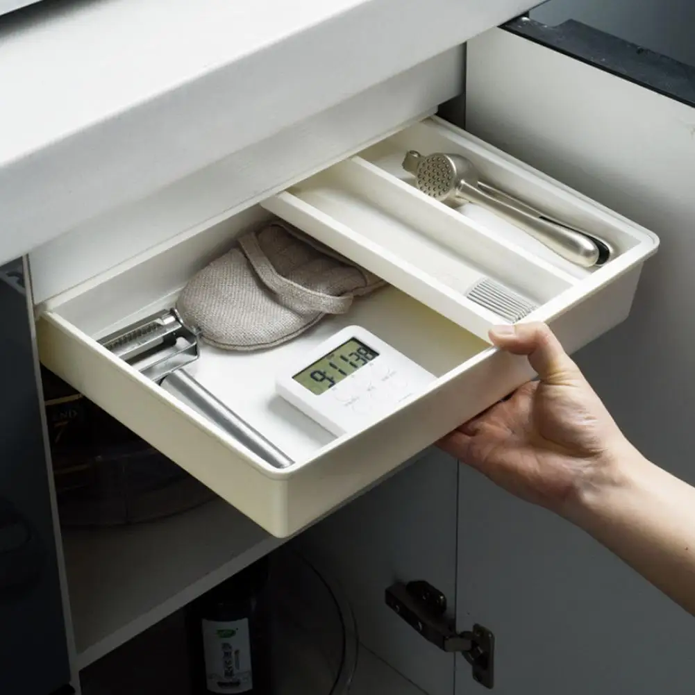 

Punch-free Under The Table Drawer Storage Box Household Plastic Storage Box Office Supplies Stationery Underwear Finishing Box