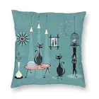 Яркая квадратная наволочка в виде котенка среднего века, наволочка для домашнего декора, 3D двухсторонняя печать, мультяшное оформление для автомобиля