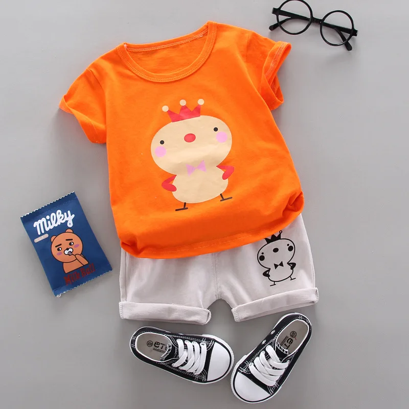 

Boys Girls Clothes Set Summer Infant Clothing Set Cartoon chick Cotton Outfits T-shirt + Shorts Baby 1-4y Children 2pcs/set