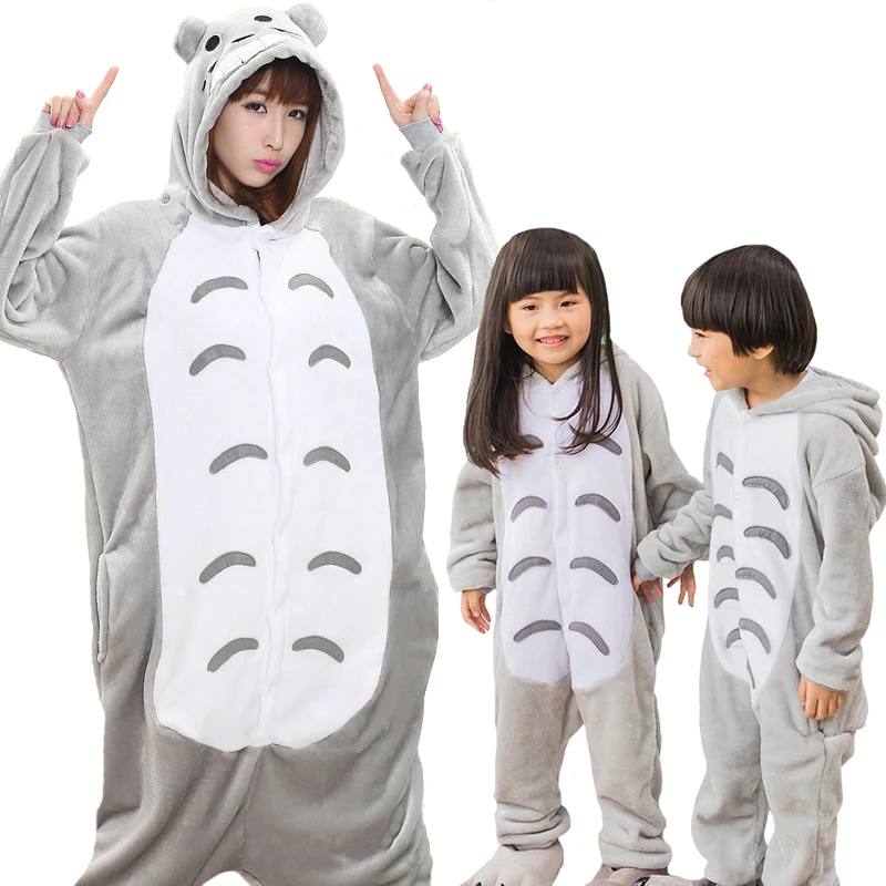 Totoro Onesies Adult Pajamas Unisex Anime Cosplay Party Wear Animal Pyjamas Children Kids Pajamas Sleepwear Flannel Jumpsuits