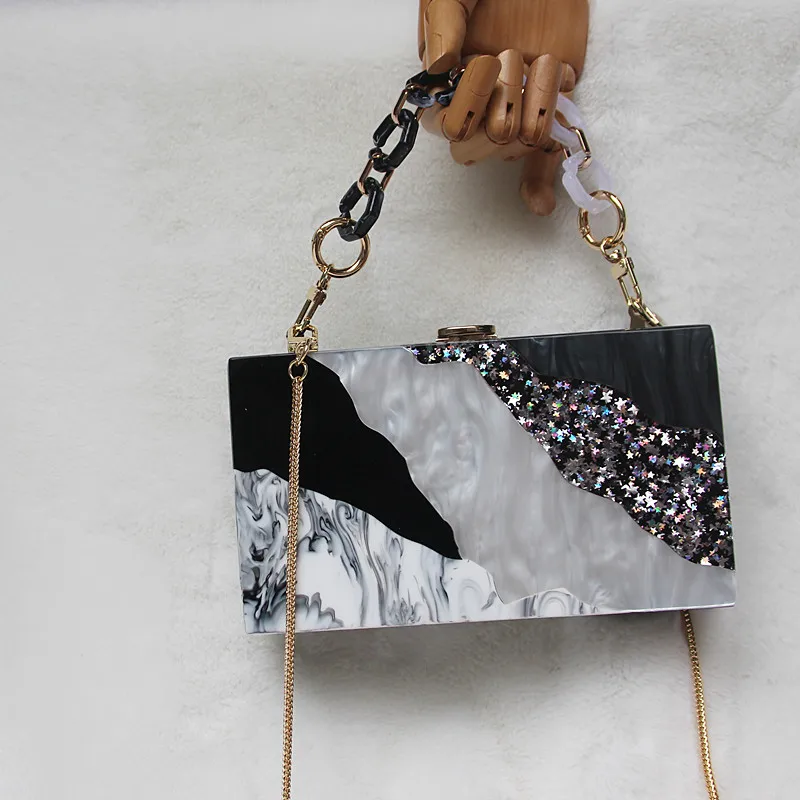 

Fashion Women Handbags Sequin Striped Luxury Party Evening Clutch Bags Acrylic PurseWoman Casual Box Clutch Purse Purse
