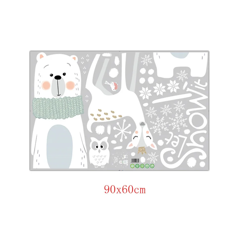 45*60 см 2019 новый год Рождество Лось Стекло окно домашний декор Настенная Наклейка