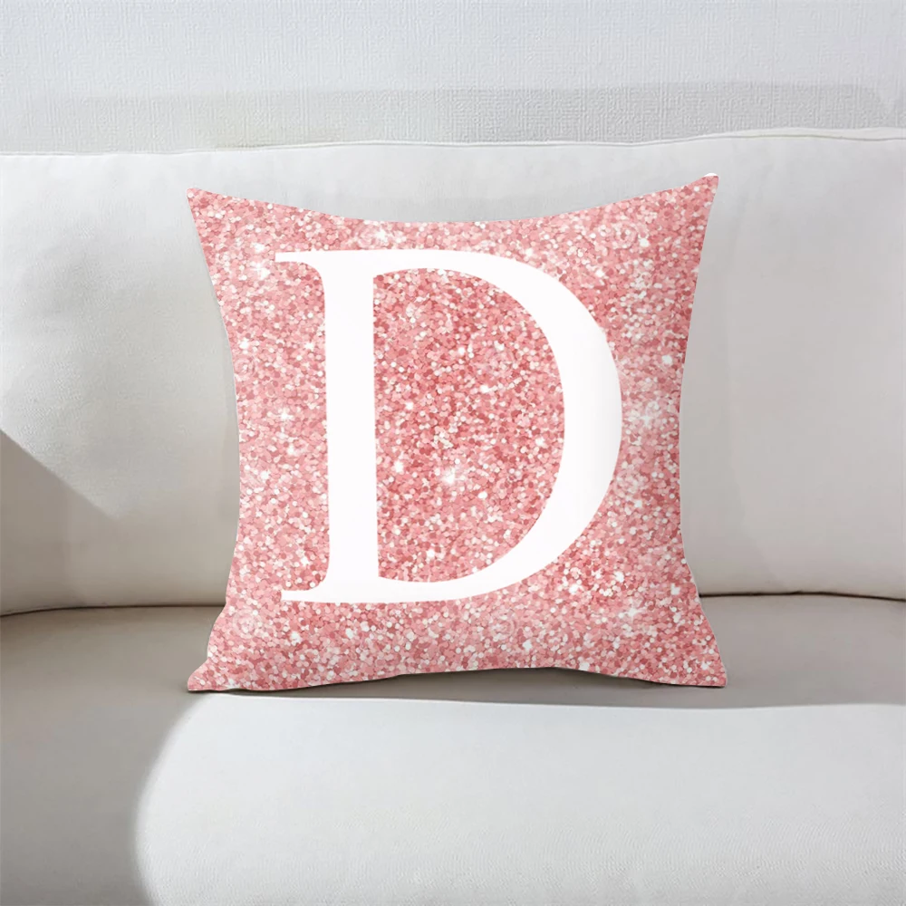 Розовая английская Подушка с алфавитом чехол из полиэстера в скандинавском