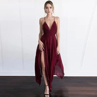 charming a line side slit ankle length v neck evening dress 2021 spaghetti straps sleeveless criss cross back prom party gowns